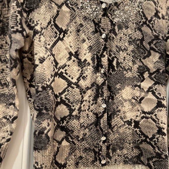 ROBERT RODRIGUEZ Grey Ivory/ Ivory Cashmere Bead / Python Sweater Cardigan - Picture 8 of 12